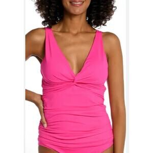 La Blanca Women's Island Goddess Twist Tankini Top Hot Pink Size 6 NWT Vacation